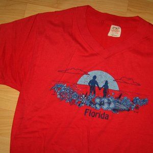 🌴 Florida Vintage 1970's V Neck T Shirt M/L